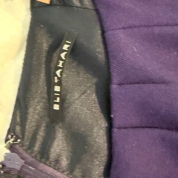 Elite Tahari Wool Purple Sheath Midi Dress Short Sleeve Back Zipper Size 4 - Picture 4 of 5